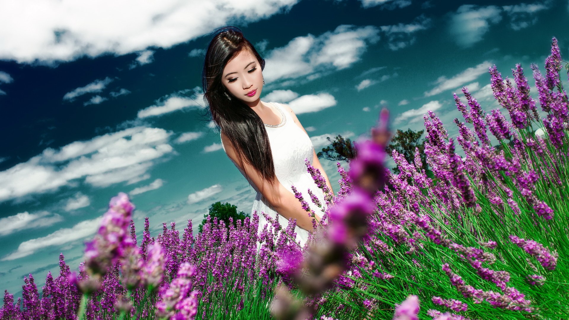 Обои цветы, девушка, лето, волосы, азиатка, flowers, girl, summer, hair, asian разрешение 2560x1440 Загрузить
