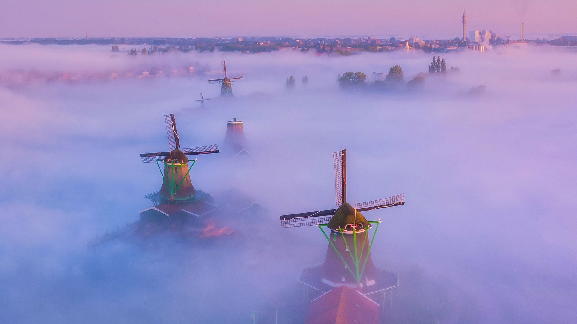 Обои туман, нидерланды, ветряная мельница, fog, netherlands, windmill разрешение 2048x1604 Загрузить