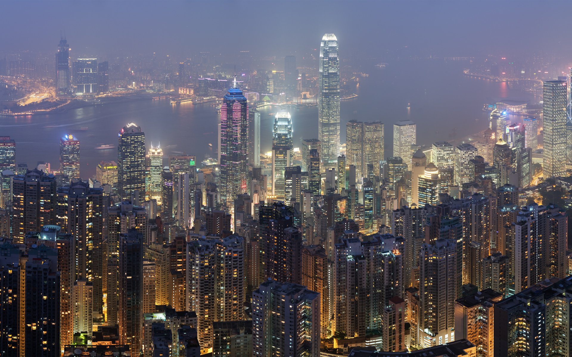 Обои пейзаж, небоскребы, гонконг, landscape, skyscrapers, hong kong разрешение 4250x1844 Загрузить