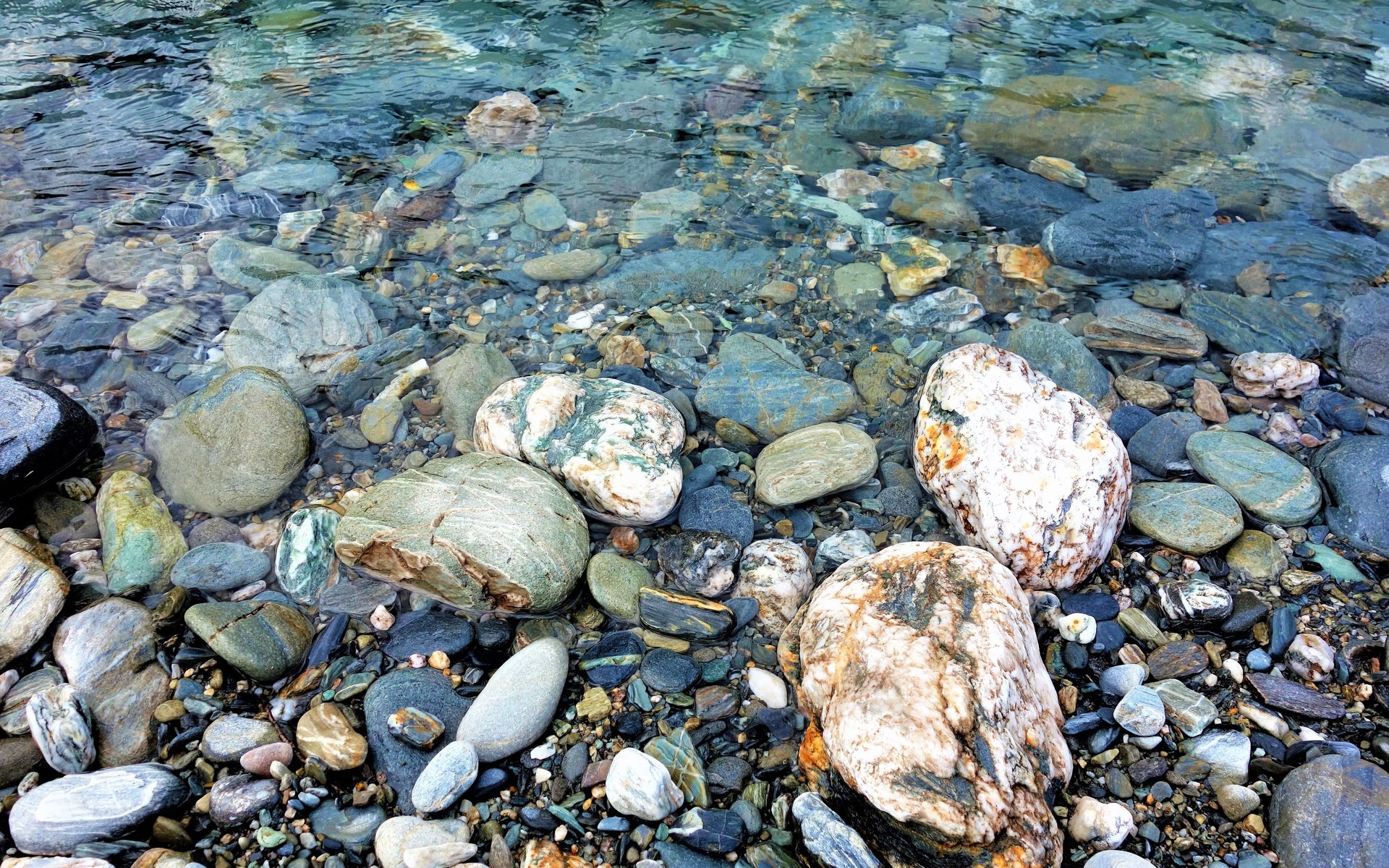 Обои вода, камни, берег, новая зеландия, water, stones, shore, new zealand разрешение 5472x3078 Загрузить