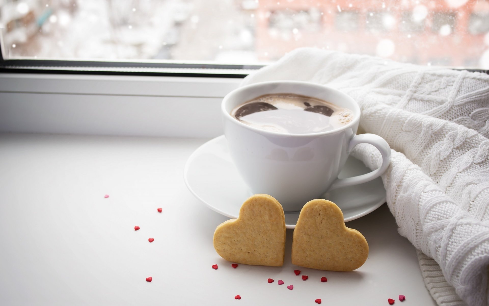 Обои кофе, чашка, сердечки, печенье, coffee, cup, hearts, cookies разрешение 2880x1800 Загрузить