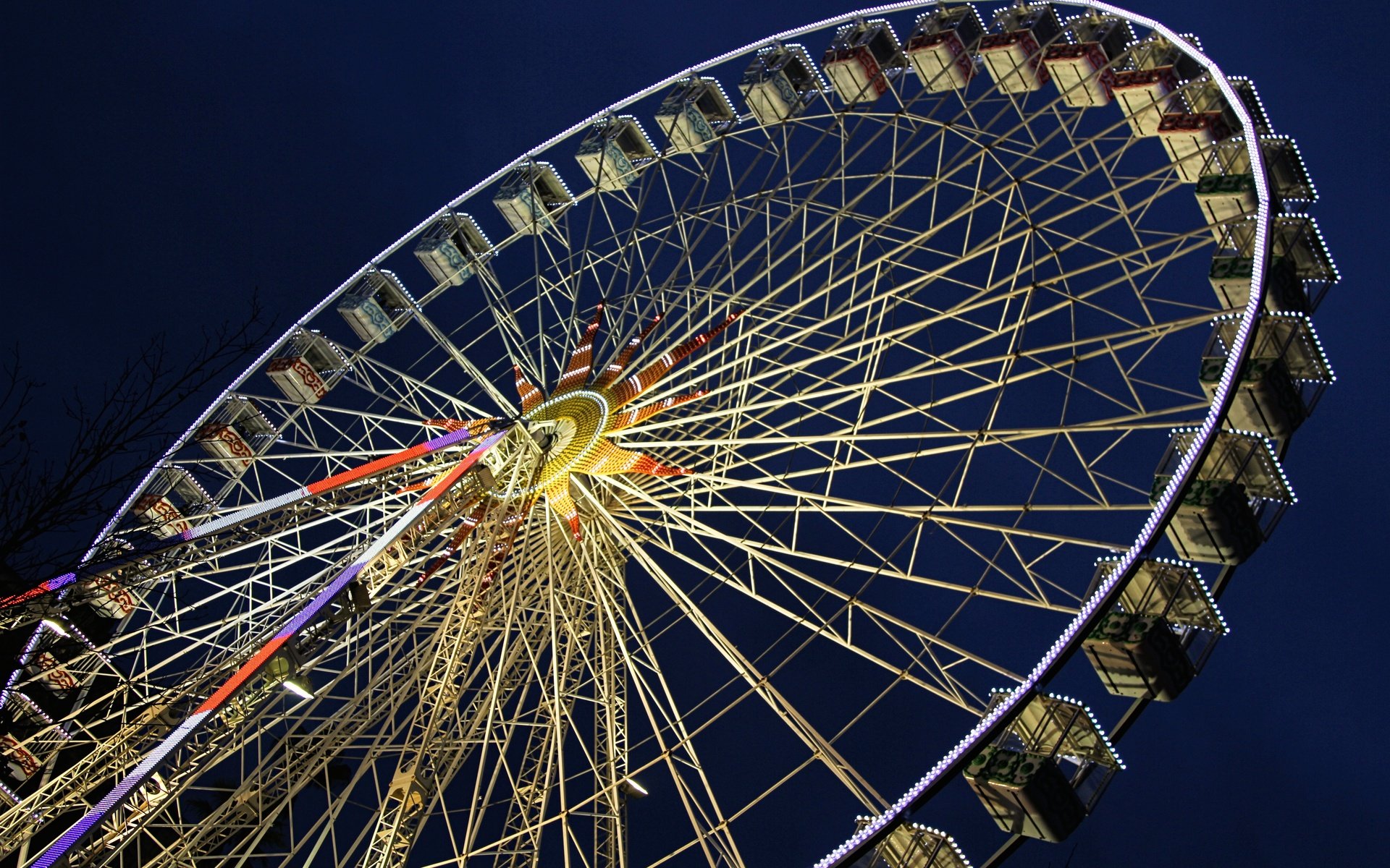 Обои ночь, колесо обозрения, аттракцион, night, ferris wheel, attraction разрешение 5184x3456 Загрузить