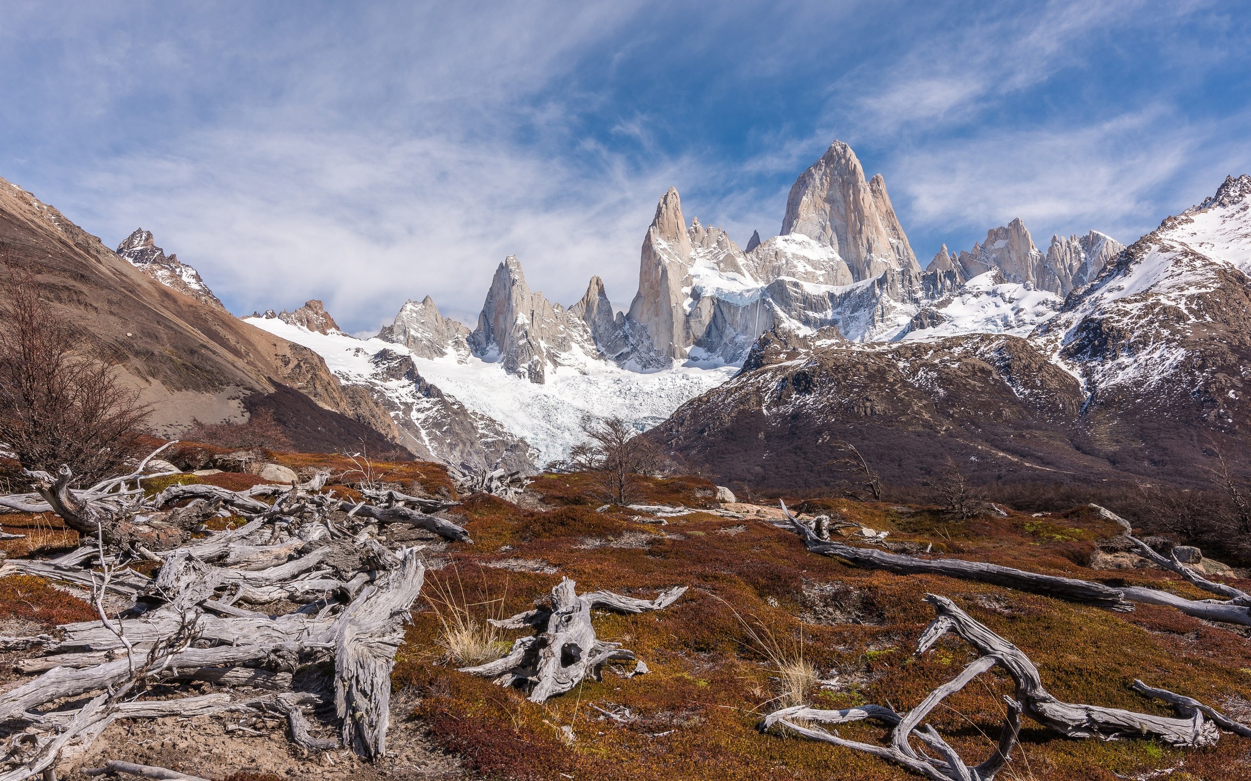 Обои горы, снег, йосемитский национальный парк, monte fitz roy, mountains, snow, yosemite national park разрешение 3840x2400 Загрузить