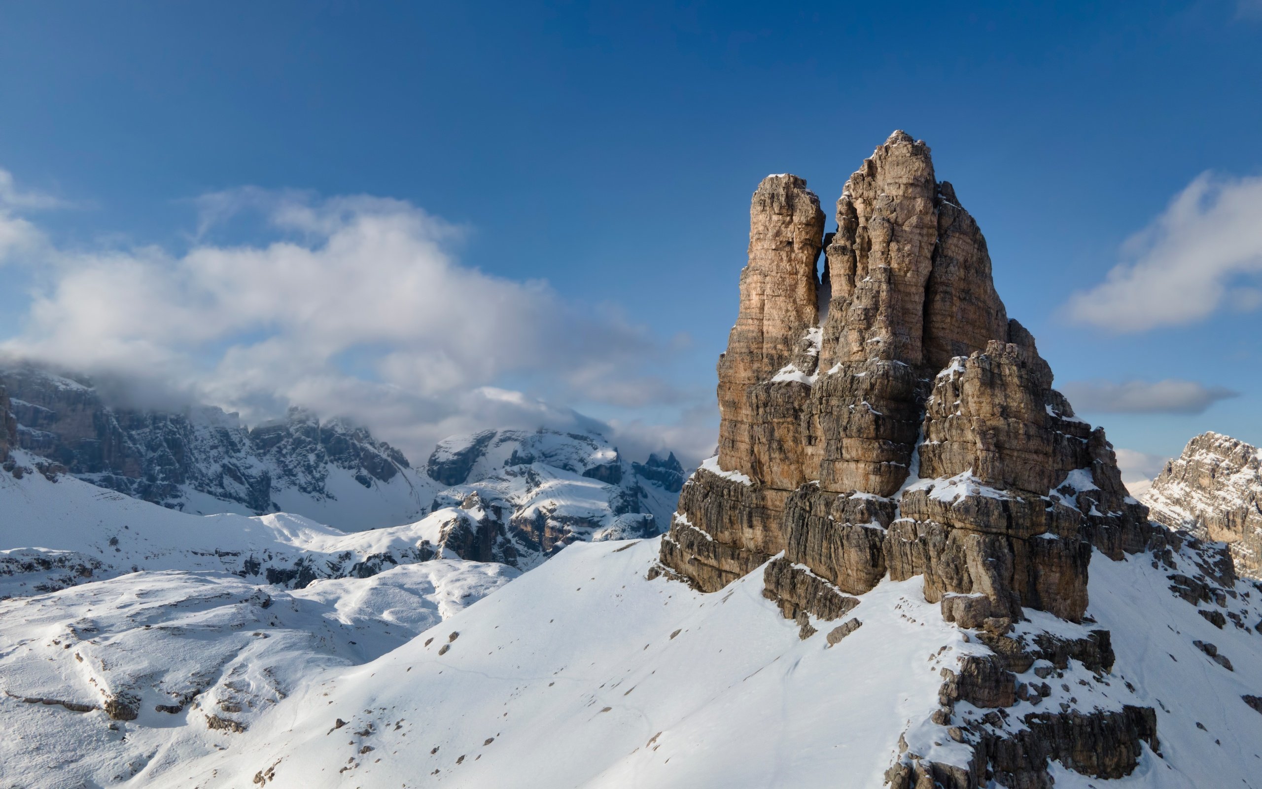 Обои снег, зима, гора, высота, италия, альпы, snow, winter, mountain, height, italy, alps разрешение 5120x3840 Загрузить