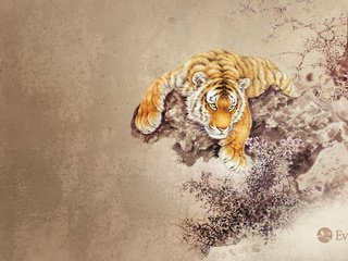 Обои тигр, рисунок, животные, tiger, figure, animals разрешение 1920x1200 Загрузить