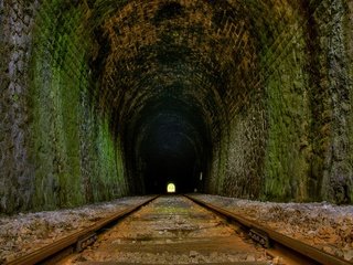 Обои дорога, рельсы, туннель, road, rails, the tunnel разрешение 2560x1600 Загрузить