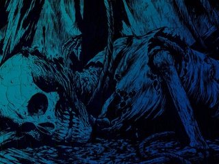 Обои мрак, синий, смерть, скелет, the darkness, blue, death, skeleton разрешение 1920x1200 Загрузить