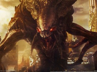 Обои арт, город, монстр, разруха, клыки, старкрафт 2, art, the city, monster, devastation, fangs, starcraft 2 разрешение 1920x1080 Загрузить