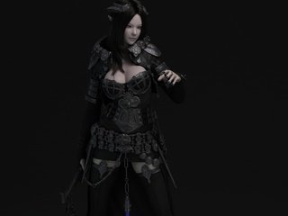 Обои девушка, оружие, темный фон, уши, броня, рендер, girl, weapons, the dark background, ears, armor, render разрешение 2560x1600 Загрузить