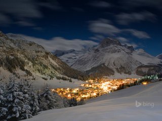 Обои ночь, огни, зима, город, австрия, bing, лех, night, lights, winter, the city, austria, leh разрешение 1920x1200 Загрузить