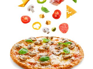 Обои еда, белый фон, пицца, фастфуд, фаст-фуд, food, white background, pizza, fast food разрешение 4420x4050 Загрузить