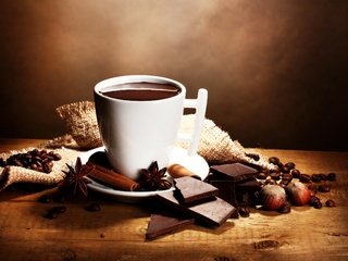 Обои орехи, корица, зерна, кофе, напитки, шоколад, в шоколаде, бадьян, nuts, cinnamon, grain, coffee, drinks, chocolate, star anise разрешение 2880x1920 Загрузить