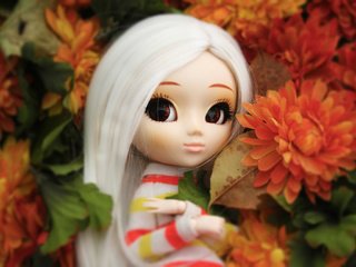 Обои цветы, кукла, большие глаза, flowers, doll, big eyes разрешение 3456x2304 Загрузить