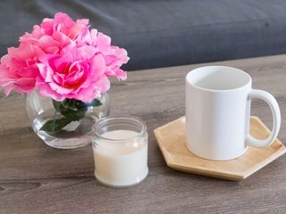 Обои цветы, кофе, кружка, букет, сливки, пионы, flowers, coffee, mug, bouquet, cream, peonies разрешение 3597x2394 Загрузить