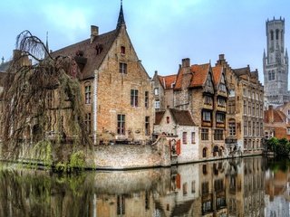 Обои отражение, город, канал, дома, бельгия, брюгге, reflection, the city, channel, home, belgium, bruges разрешение 2048x1315 Загрузить