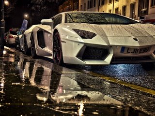 Обои дождь, ламборгини, суперкар, ламборджини авентадор, rain, lamborghini, supercar, lamborghini aventador разрешение 1920x1080 Загрузить