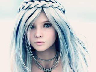 Обои глаза, девушка, портрет, взгляд, модель, лицо, синие волосы, 3д, eyes, girl, portrait, look, model, face, blue hair, 3d разрешение 2560x1440 Загрузить
