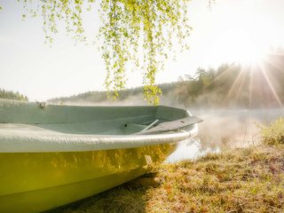 Обои река, солнце, лодка, river, the sun, boat разрешение 1920x1200 Загрузить