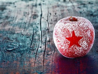 Обои фрукты, яблоко, рождество, звездочка, деревянная поверхность, fruit, apple, christmas, asterisk, wooden surface разрешение 3840x2575 Загрузить