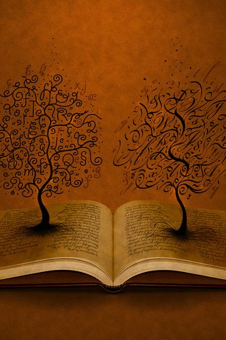 Обои деревья, буквы, книга, trees, letters, book разрешение 2560x1600 Загрузить