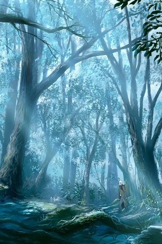 Обои деревья, mushishi, мастер муши, лес, лучи, человек, корни, старый, солнца, путник, trees, master mushi, forest, rays, people, roots, old, the sun, traveler разрешение 1920x1152 Загрузить