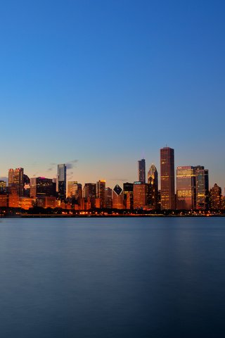 Обои закат, небоскребы, океан, чикаго, sunset, skyscrapers, the ocean, chicago разрешение 2560x1600 Загрузить