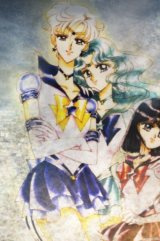 Обои kaiou michiru, meiou setsuna, sailor moon, tenou haruka, tomoe hotaru, watermark разрешение 1920x1200 Загрузить