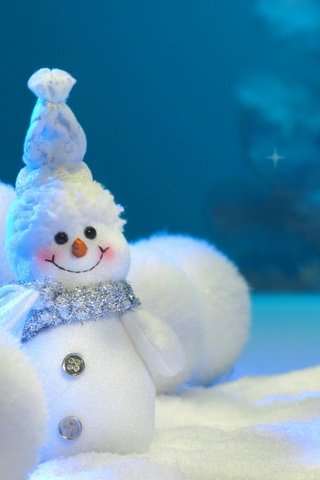 Обои снег, пуговицы, новый год, зима, снежинки, улыбка, снеговик, шапка, шарф, snow, buttons, new year, winter, snowflakes, smile, snowman, hat, scarf разрешение 2560x1600 Загрузить