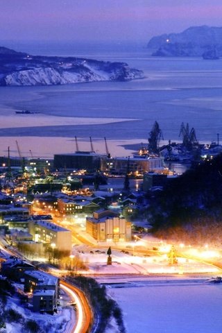 Обои ночь, огни, зима, камчатка, россия, night, lights, winter, kamchatka, russia разрешение 1973x1316 Загрузить