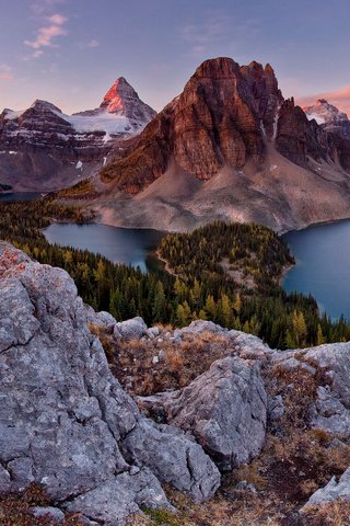 Обои небо, озеро, горы, природа, камни, лес, альпы, mt assiniboine park, sunburst peak, the sky, lake, mountains, nature, stones, forest, alps разрешение 2096x1200 Загрузить