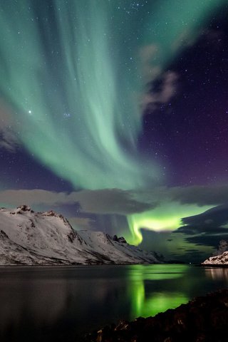 Обои небо, ночь, горы, снег, исландия, the sky, night, mountains, snow, iceland разрешение 1920x1200 Загрузить