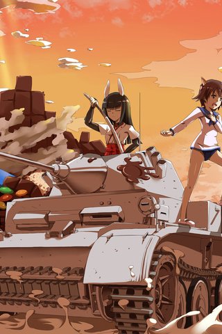 Обои аниме, девочки и танки, sirills, anime, girls and tanks разрешение 1920x1200 Загрузить