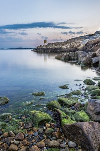 Обои скалы, камни, берег, пейзаж, море, маяк, rocks, stones, shore, landscape, sea, lighthouse разрешение 2560x1600 Загрузить