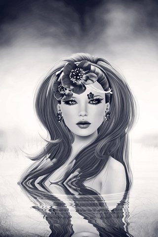 Обои вода, девушка, фон, взгляд, волосы, губы, лицо, water, girl, background, look, hair, lips, face разрешение 1920x1200 Загрузить