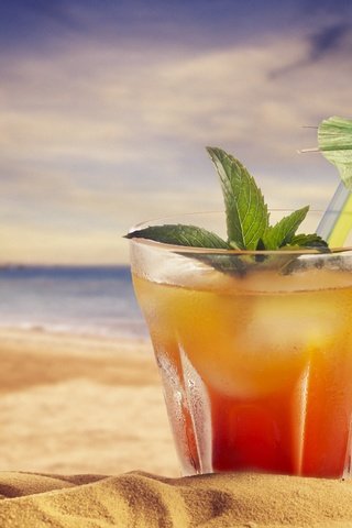 Обои небо, мята, напиток, песок, пляж, коктейль, зонтик, the sky, mint, drink, sand, beach, cocktail, umbrella разрешение 4678x3213 Загрузить