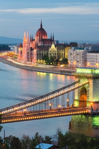 Обои река, мост, город, венгрия, будапешт, river, bridge, the city, hungary, budapest разрешение 2880x1835 Загрузить