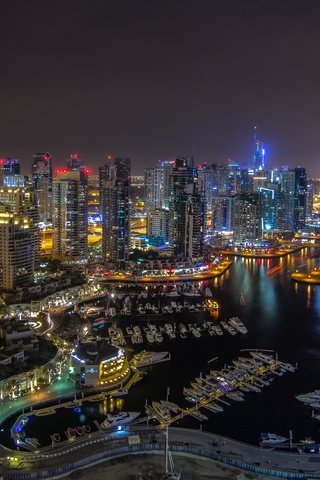 Обои панорама, ночной город, дубаи, дубай, оаэ, panorama, night city, dubai, uae разрешение 2880x1702 Загрузить