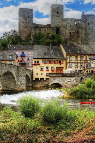 Обои река, замок, город, лодка, дома, архитектура, германия, рункель, burg runkel, river, castle, the city, boat, home, architecture, germany разрешение 2560x1440 Загрузить