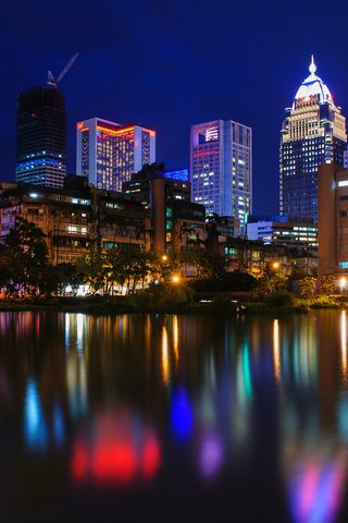 Обои ночь, огни, город, тайбэй, тайвань, ричи чан, night, lights, the city, taipei, taiwan, richie chan разрешение 1920x1200 Загрузить