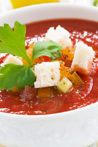 Обои овощи, суп, сухарики, томатный, гаспаччо, vegetables, soup, crackers, tomato, gazpacho разрешение 2048x1367 Загрузить