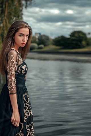 Обои река, девушка, платье, взгляд, волосы, черное, мила будаева, river, girl, dress, look, hair, black, mila budaeva разрешение 2048x1151 Загрузить