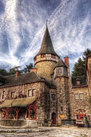 Обои небо, облака, двор, румыния, corvin castle, the sky, clouds, yard, romania разрешение 2560x1598 Загрузить