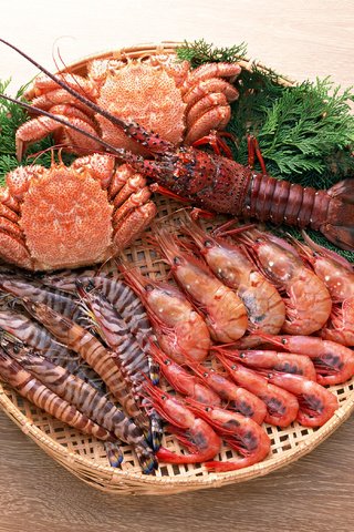 Обои крабы, суши, морепродукты, креветки, омар, crabs, sushi, seafood, shrimp, omar разрешение 2950x2094 Загрузить