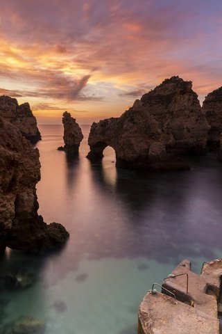 Обои скалы, берег, закат, море, арка, rocks, shore, sunset, sea, arch разрешение 2560x1707 Загрузить