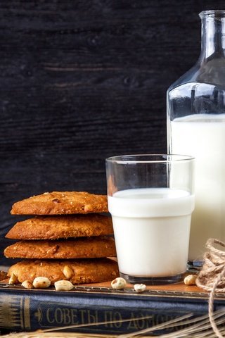Обои орехи, стакан, молоко, печенье, nuts, glass, milk, cookies разрешение 3200x2752 Загрузить