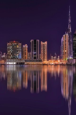 Обои ночь, огни, отражение, город, дубаи, оаэ, david gomes, night, lights, reflection, the city, dubai, uae разрешение 1920x1200 Загрузить