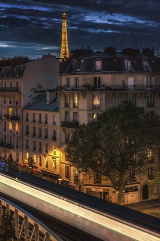 Обои ночь, город, париж, франция, эйфелева башня, night, the city, paris, france, eiffel tower разрешение 5676x3884 Загрузить