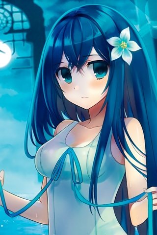Обои плавание, голубые волосы, аниме девочка, оригинальная, swimming, blue hair, anime girl, original разрешение 2480x2180 Загрузить