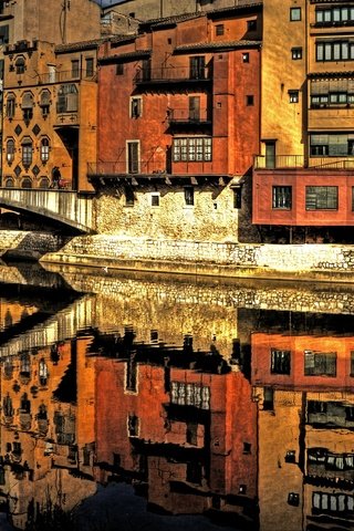 Обои отражение, мост, италия, флоренция, река арно, reflection, bridge, italy, florence, the arno river разрешение 5634x2652 Загрузить