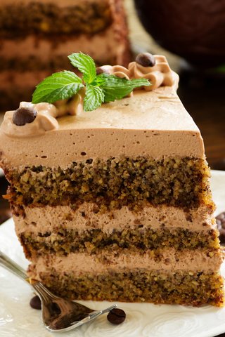 Обои шоколад, торт, десерт, слои, крем, кусок торта, chocolate, cake, dessert, layers, cream, piece of cake разрешение 7000x4667 Загрузить